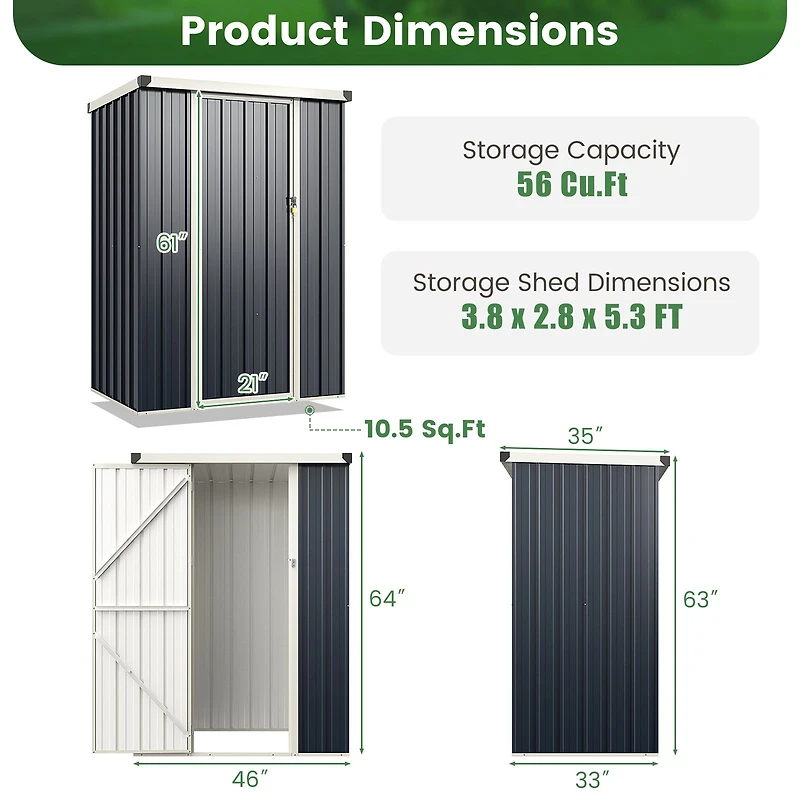 Abri de jardin avec porte verrouillable