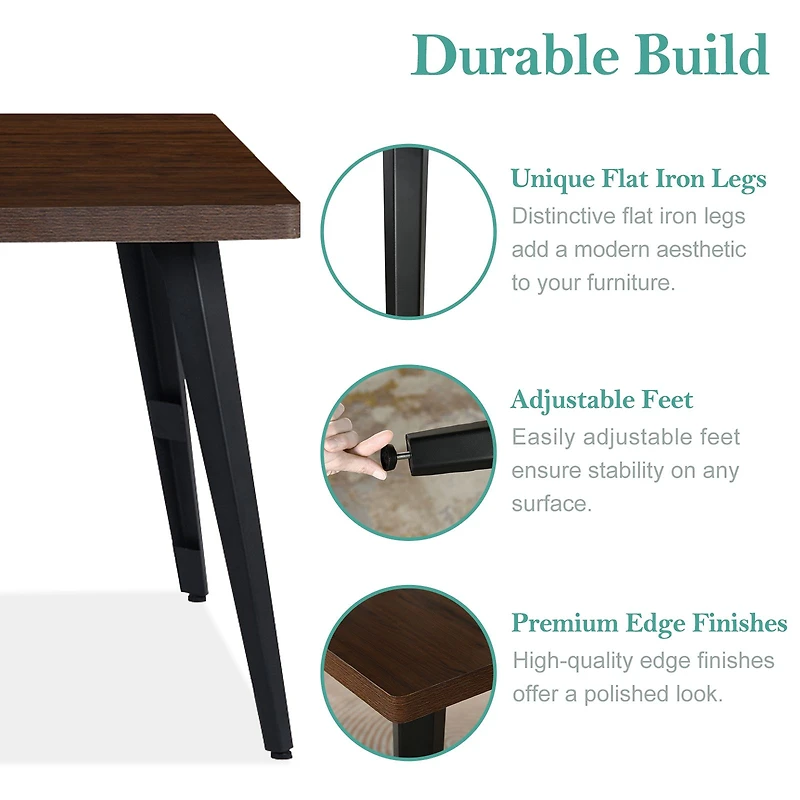 Maison Classique Modern 5-Piece Dining Set With Dark Brown Table and Brown Chairs