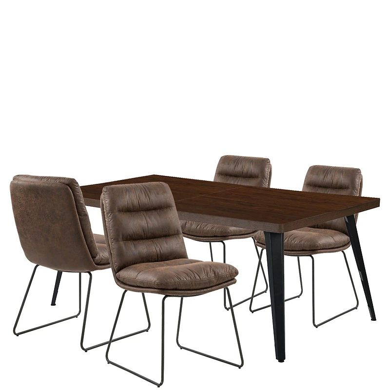 Dining Set with Dark Brown Chairs, Set of 5