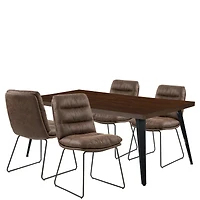 Dining Set with Dark Brown Chairs, Set of 5