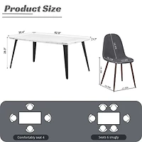 Ensemble de salle à manger moderne 5 pièces avec table en marbre et chaises grises