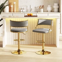 Dutch Velvet Height Adjustable Island Stools, Set of 2