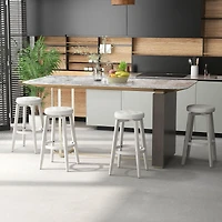 Swivel Upholstered Rubberwood Frame Bar Stool Set of 2