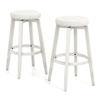 Swivel Upholstered Rubberwood Frame Bar Stool Set of 2