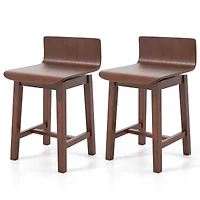 Swivel Dining Chair Set of 2, Low Back and Curved Seat - Walnut
