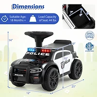 Toddler Sliding Car, Steering Wheel and Under-Seat Storage Push - Black