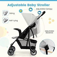 Toddler Travel Stroller for Airplane, Canopy and Adjustable Backrest