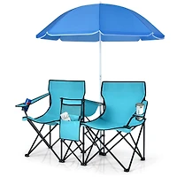 Portable Folding Picnic Double Chair, Umbrella