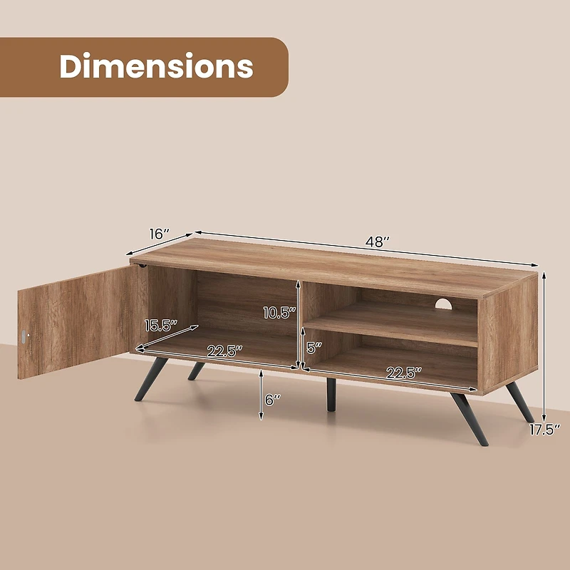 TV Stand for TVs up to 55" Mid Century Modern Entertainment Center, Storage Cabinet - Oak