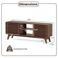 TV Stand for TVs up to 65", Sliding Doors and Adjustable Shelves for Living Room - Walnut