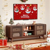 TV Stand for TVs up to 65", Sliding Doors and Adjustable Shelves for Living Room - Walnut