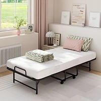 Twin Size Folding Bed, 5-Inch Mattress Rollaway Guest Bed with Memory Foam Mattress