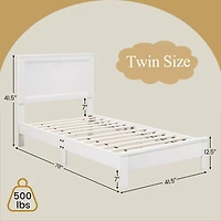 Cadre de lit en bois simple, tête de lit et sommier à lattes - Blanc