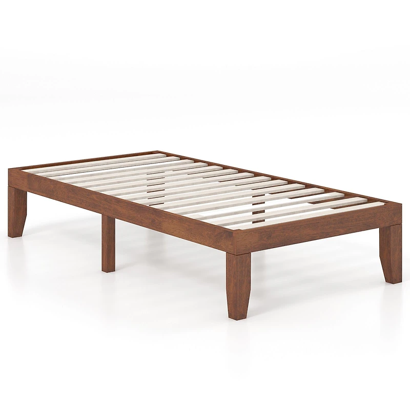 Twin Rubber Wood Platform Bed Frame, Slat Support