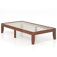Twin Rubber Wood Platform Bed Frame, Slat Support