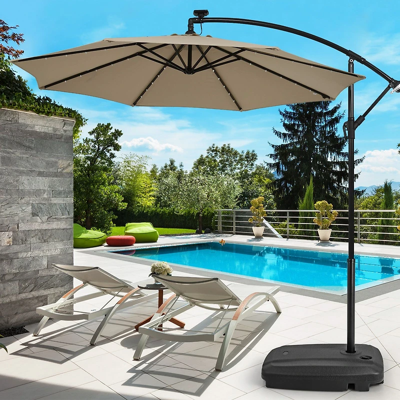Fillable Universal Offset Umbrella Base, Cross Base and Wheels - Black