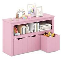 Kid Toy Storage Cabinet Drawer Chest, Wheels and Large Cube Shelf