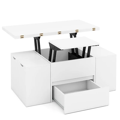 Table basse extensible 3 en 1 avec plateau relevable