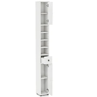 Freestanding Slim Bathroom Cabinet with Drawer and Adjustable Shelves