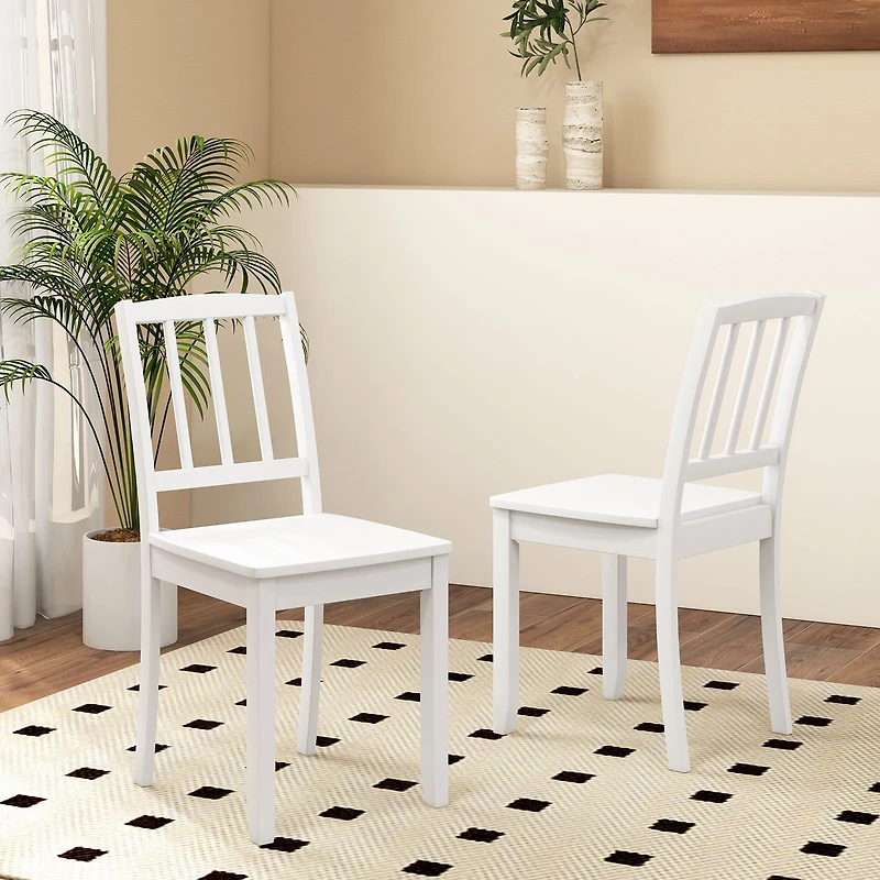 Wood Dining Chair Set of 2, Rubber Wood Legs - White