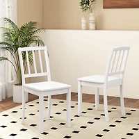 Wood Dining Chair Set of 2, Rubber Wood Legs - White
