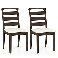 Polyester Upholstered Wooden Dining Chair Set of 2 - Walnut