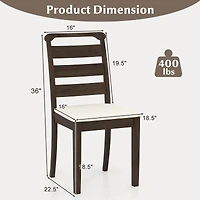 Polyester Upholstered Wooden Dining Chair Set of 2 - Walnut