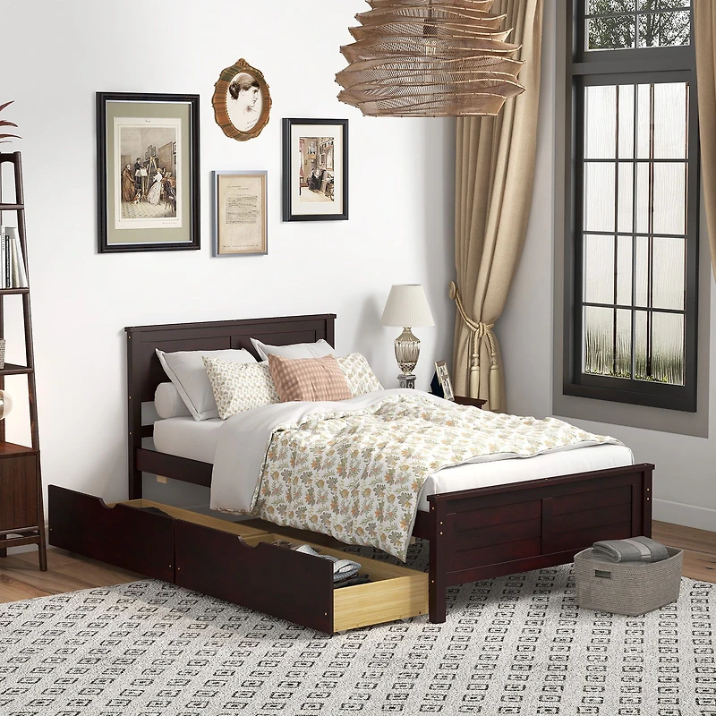 Twin Bed Frame, Storage Drawers