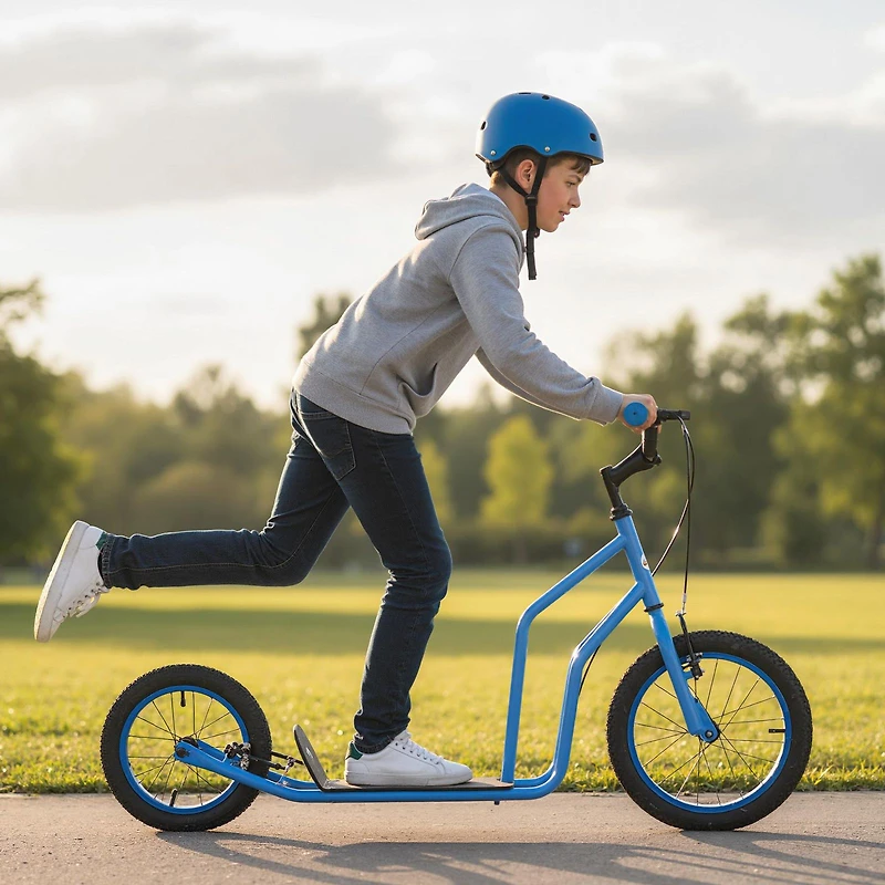 Youth Scooter, Adjustable Handlebar and Inflatable Wheels for Age 8+ Years Old