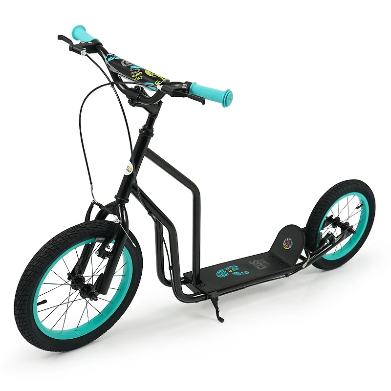 Youth Scooter, Adjustable Handlebar and Inflatable Wheels for Age 8+ Years Old