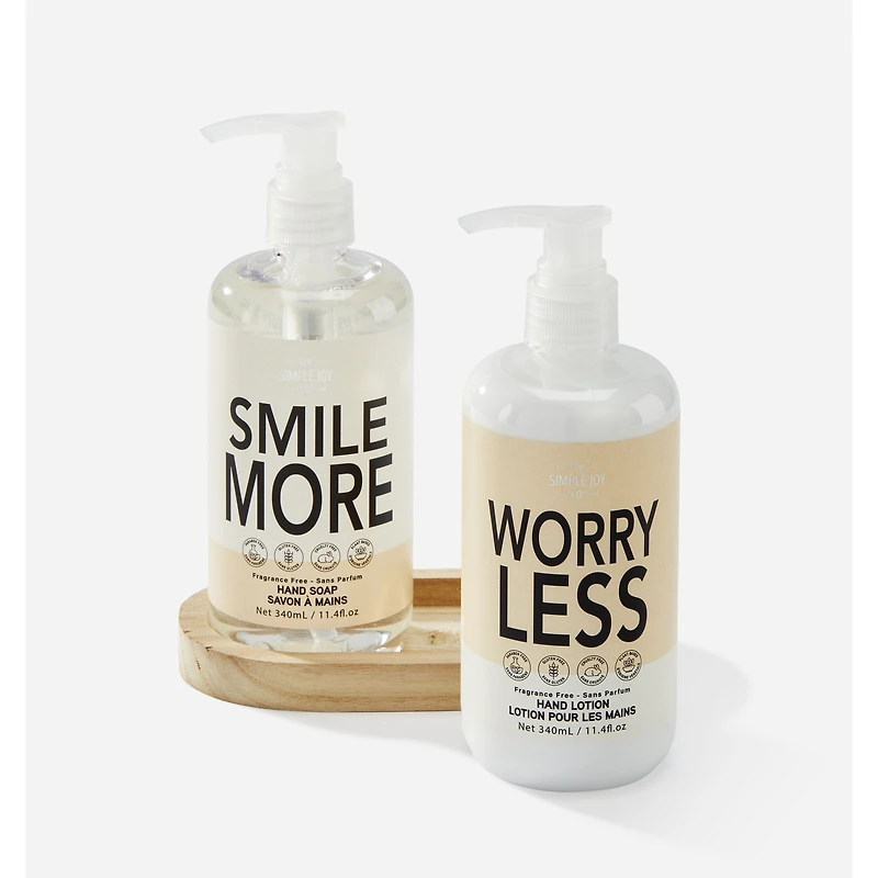 Fragrance Free Hand Soap & Lotion Gift Set with Wood Tray