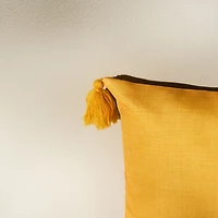 Ambiance Lumber Solid Cushion with tassels - Jaune