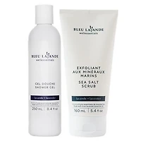 Bleu Lavande Gel douche et exfoliant au sel marin