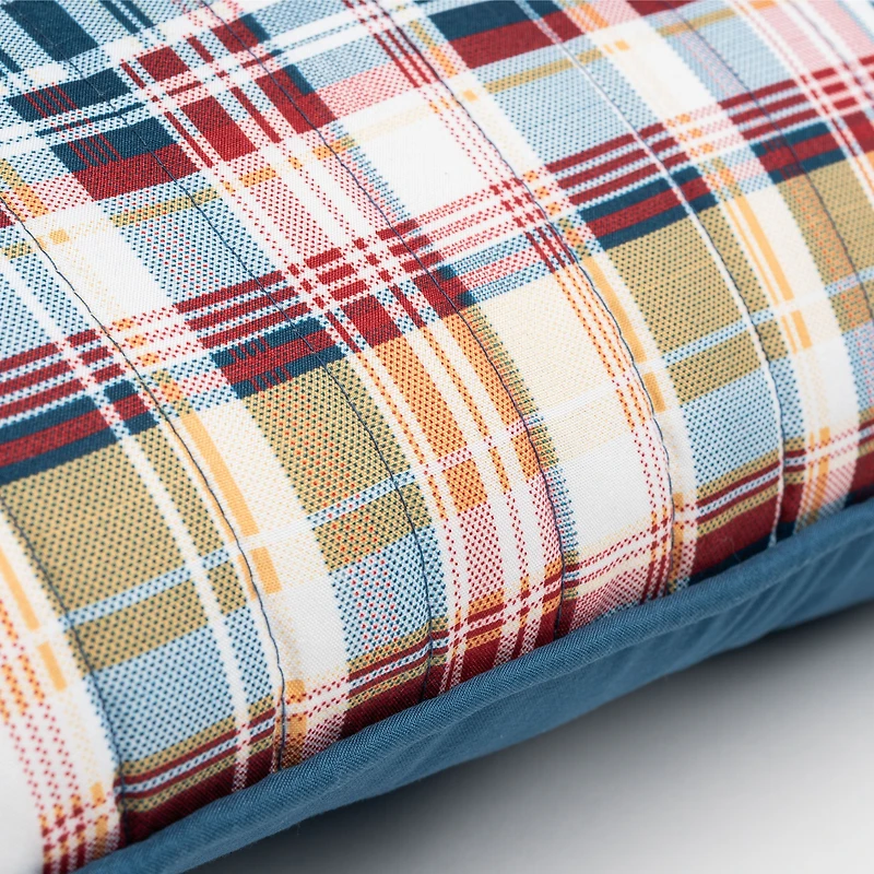 Faux Patchwork Plaid Coussin carré