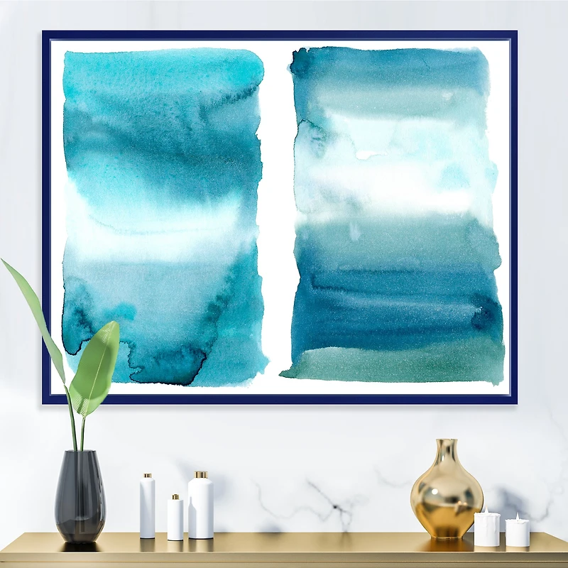 Ocean Blue Aquatic Abstract Impression I Canvas Wall Art Print