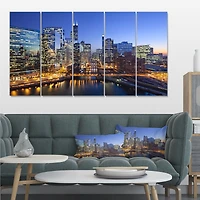 Toile « Chicago River with Bridges at Sunset »