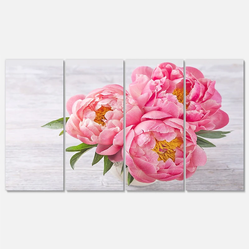 Bunch of Peony Flowers Vase  Canvas Wall Art