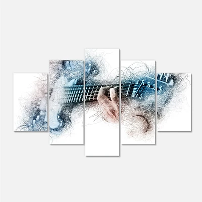 Man Playing A Guitar Watercolor  Canvas Wall Art