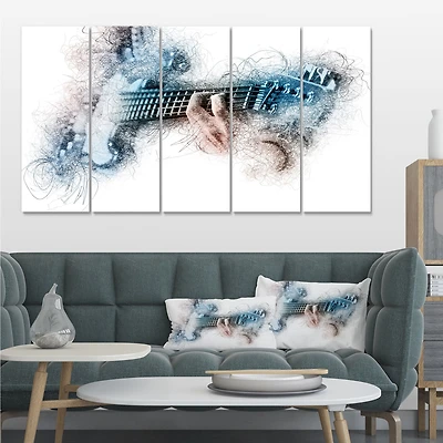 Man Playing A Guitar Watercolor  Canvas Wall Art