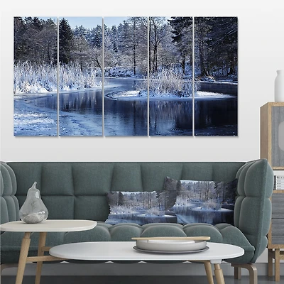 Winter Lake Deep Forest Canvas Wall Art Panels