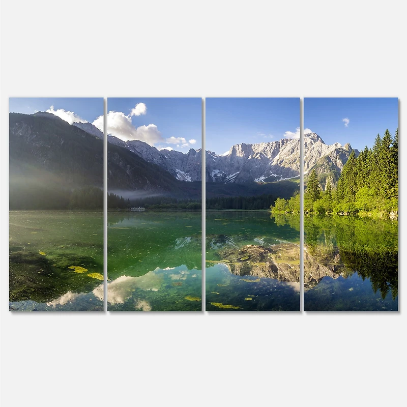 Green Mountain Lake the Alps Canvas Wall Art Panels