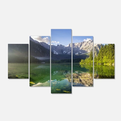 Green Mountain Lake the Alps Canvas Wall Art Panels