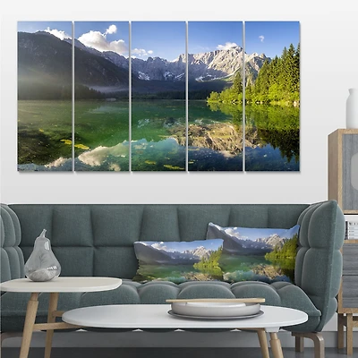 Green Mountain Lake the Alps Canvas Wall Art Panels