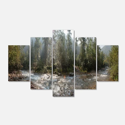 Mountain River Panorama 4 Canvas Wall Art