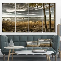 Pier Brown Lake Canvas Art Print