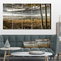 Pier Brown Lake Canvas Art Print
