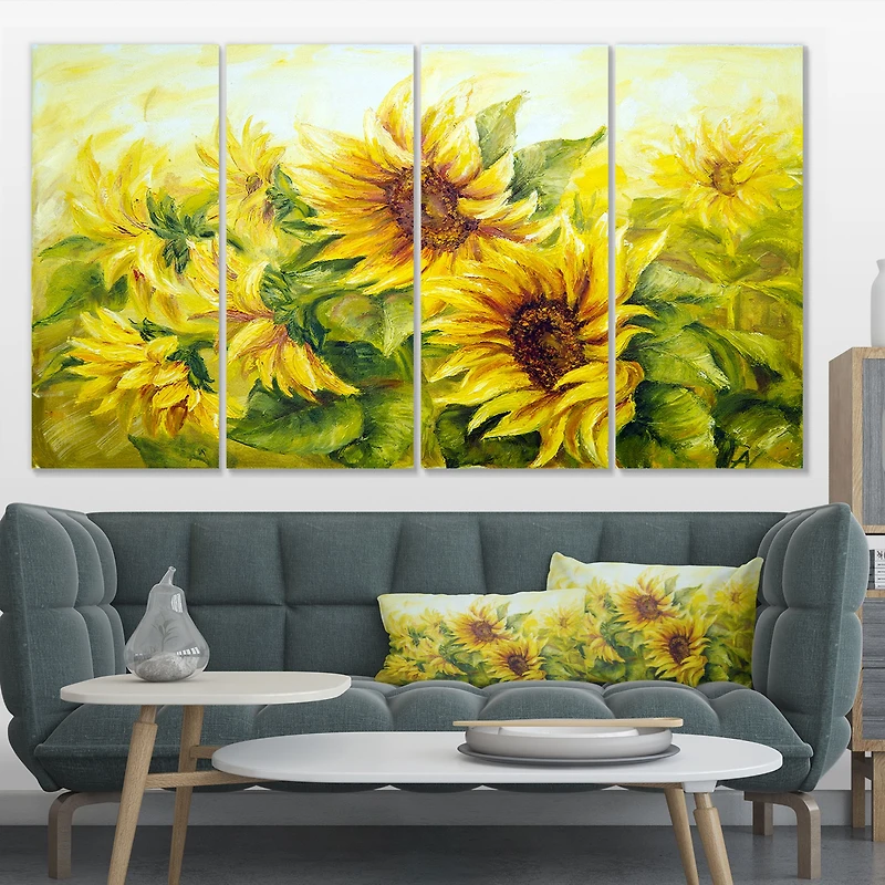 Bright Yellow Sunny SunFlowers Canvas Print