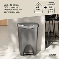 Umbra Brim Step Bin With Lid, 50L - Nickel