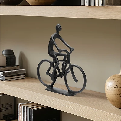 Torre & Tagus Black Sculpture Decor of Man on Bicycle