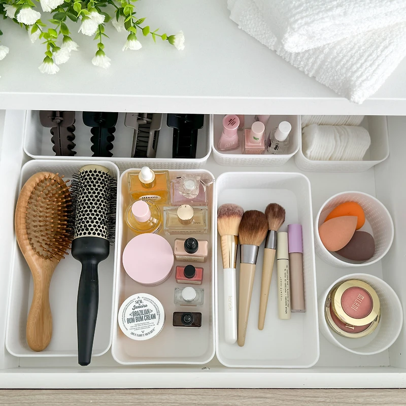 Ensemble de paniers de rangement en plastique tressé 6 pièces